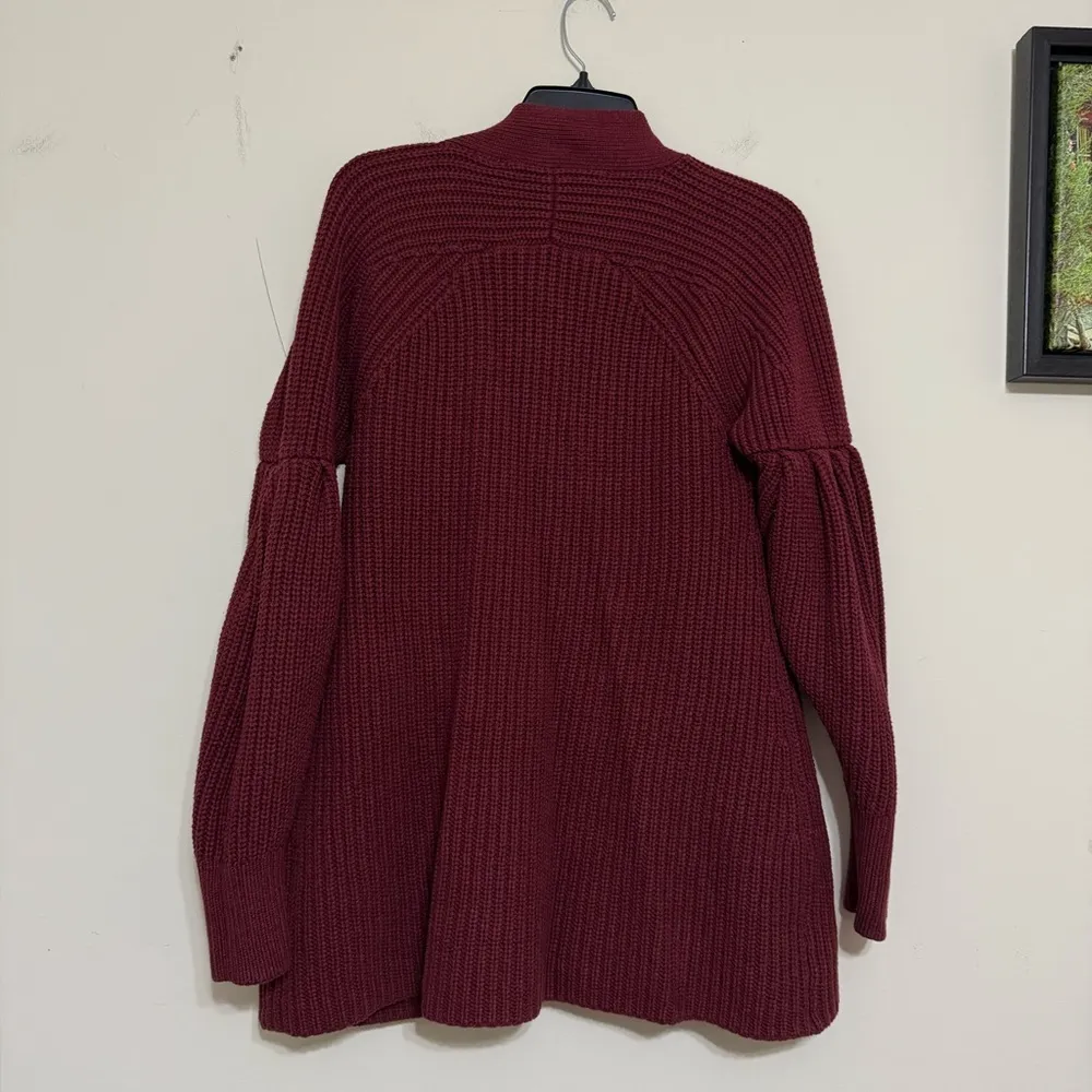 Anthropologie Knitted & Knotted Posie Chunky Burgundy Cardigan Sweater Size S - Image 11