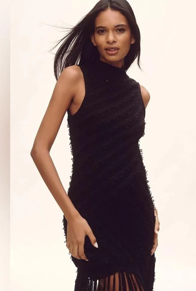 Anthropologie Sleeveless Mock-Neck Fringe Sweater Midi Dress NWT - Image 4