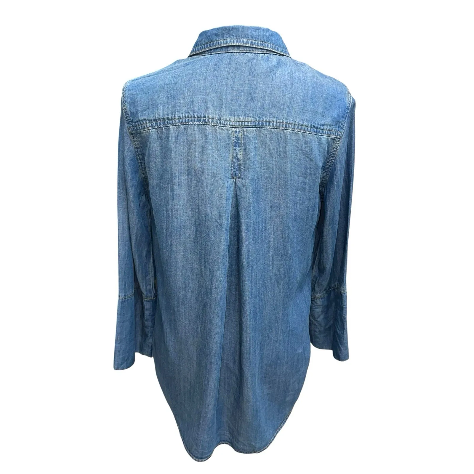 Cloth‎ & Stone Women's Size Small Chambray Blue Button Up Shirt Long Sleeve - Image 4