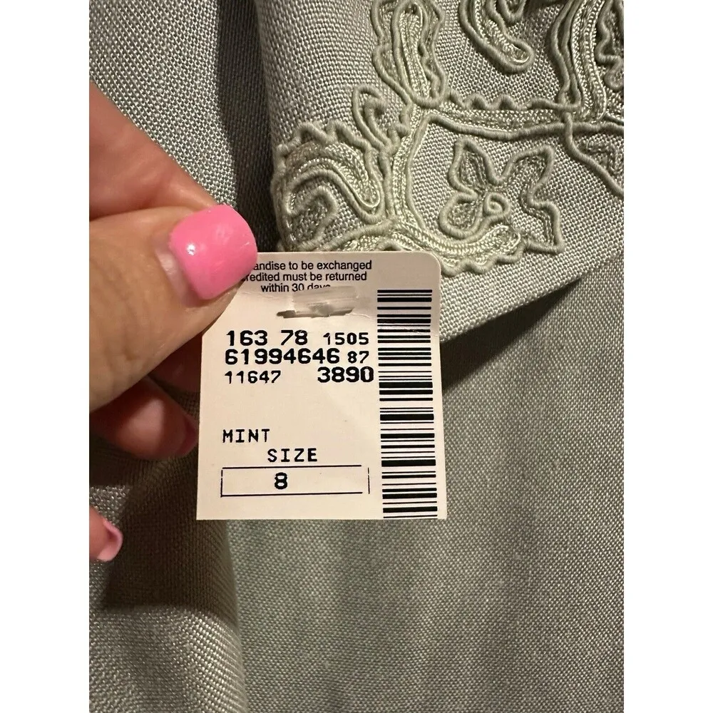 NWT Vintage Badgley Mischka Sz 8 Dress Suit Skirt Jacquard Deadstock Green #O6-8 - Image 4