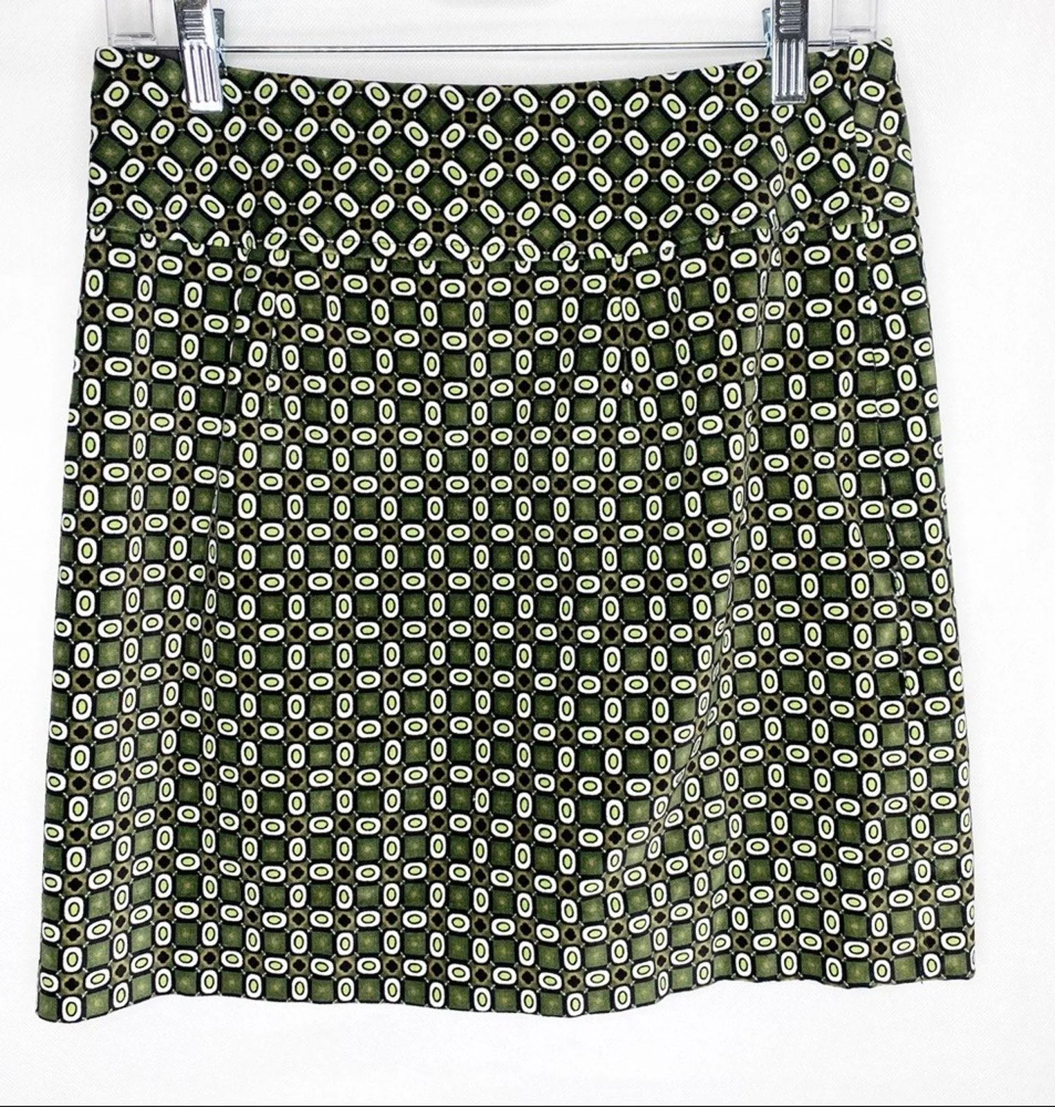 Etcetera Geometric Avocado Velvet Mini Pencil Skirt Size 4 - Image 5