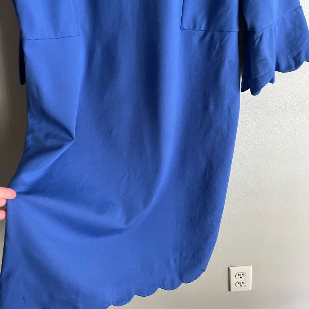 Talbots Blue Scalloped Ponte Sheath Dress Size 14 Career Workwear Chic - Image 5