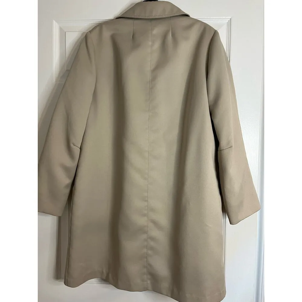 London Fog Tench Coat Women 12 Removable Liner Layering Neutral Light Academia - Image 4