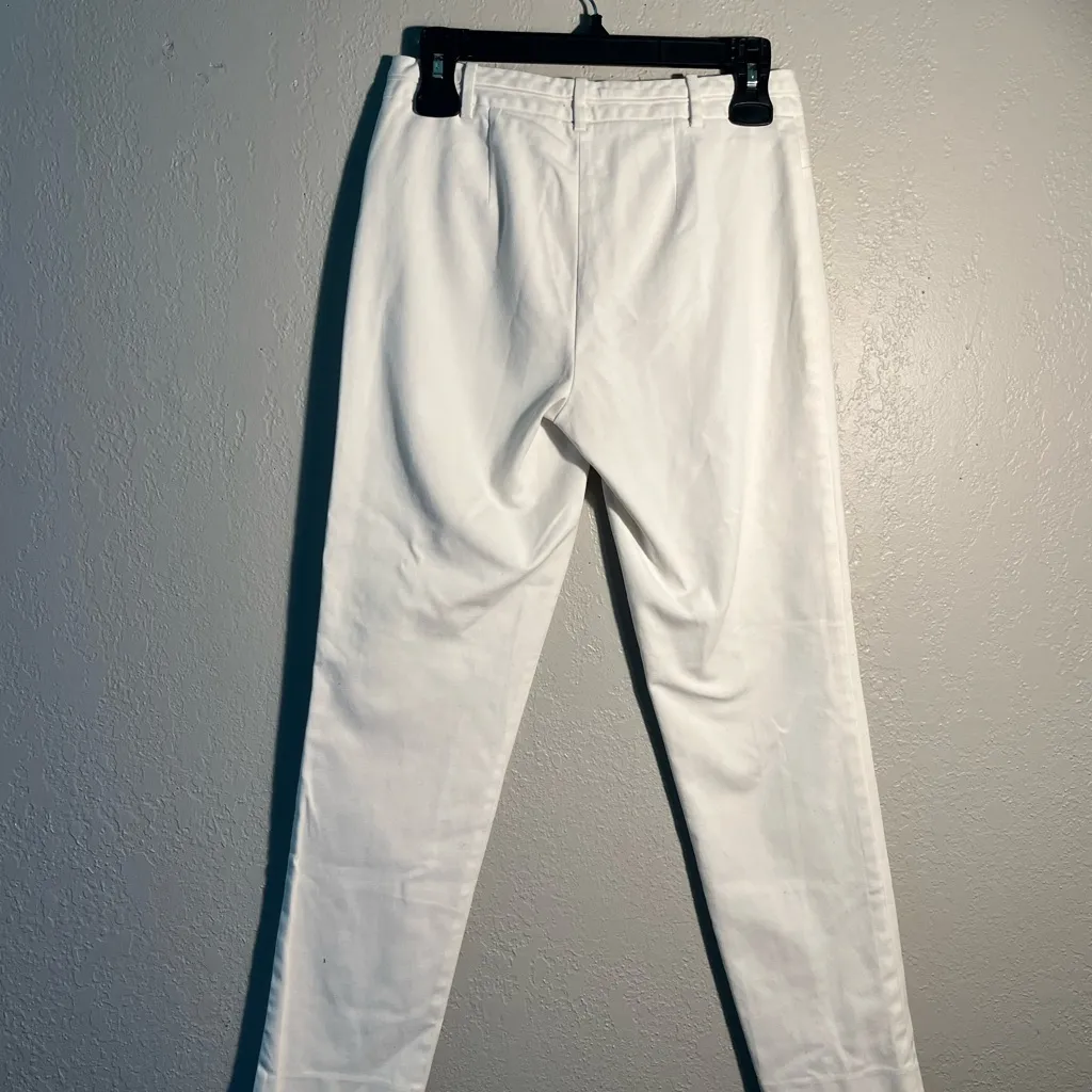 Calvin Klein White Straight Leg Jeans Gold Button SZ 4 Capri Pants Stretch - Image 10