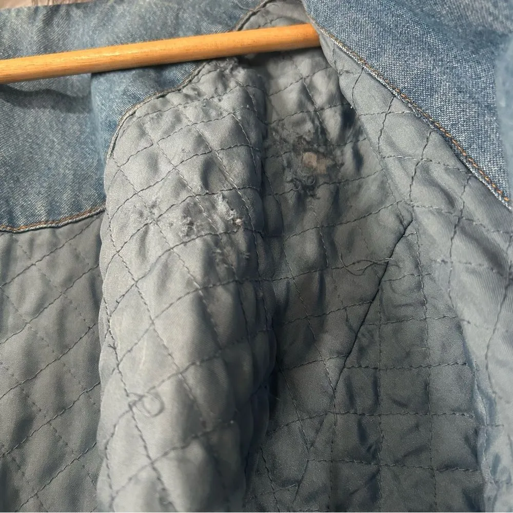 Denim Y2K Quilted Jacket Embroidered Floral Western Puff Large Blair - Image 8