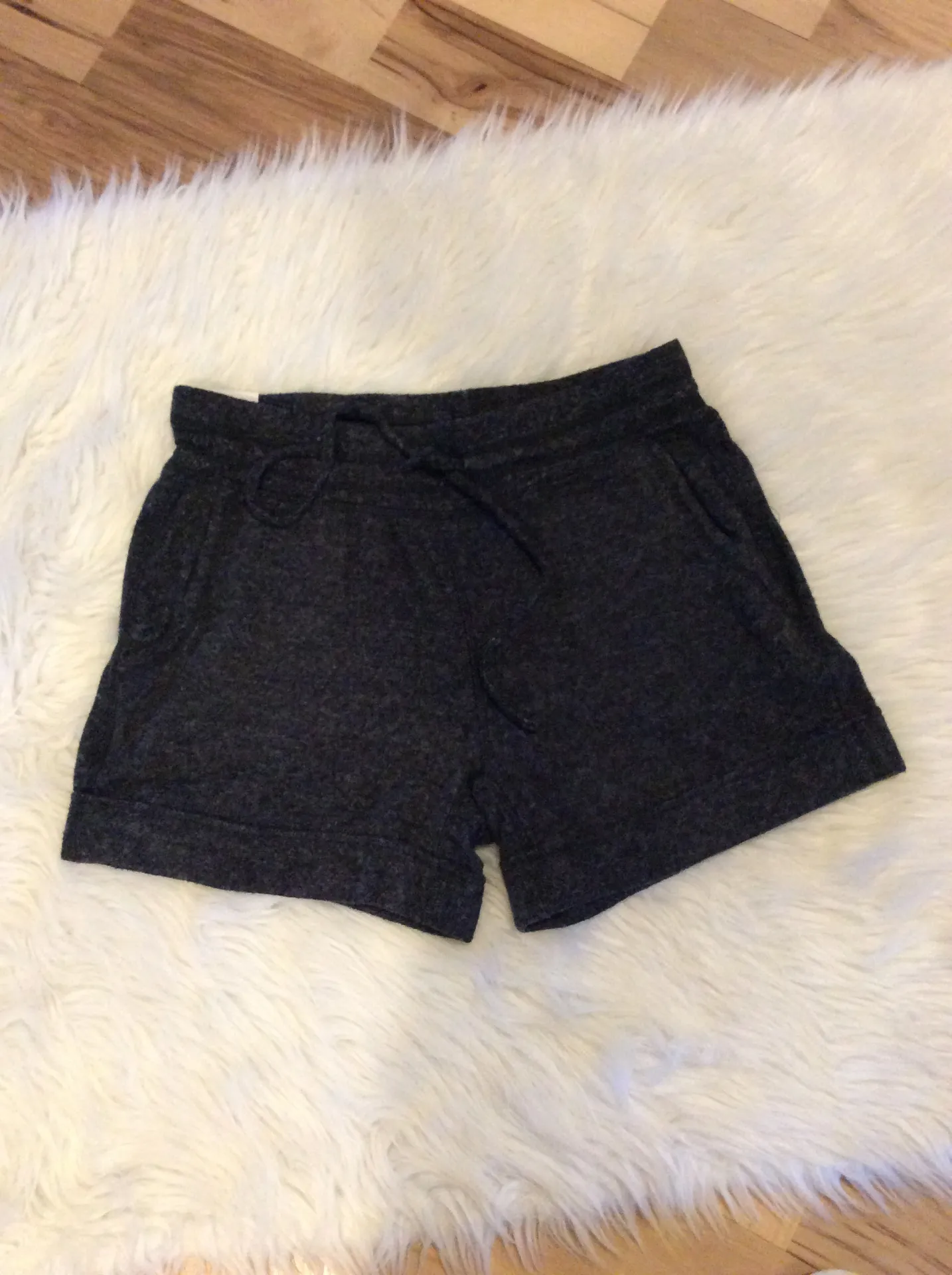 Comfy Cozy Shorts Heather Charcoal Elastic Drawstring M New - Image 5