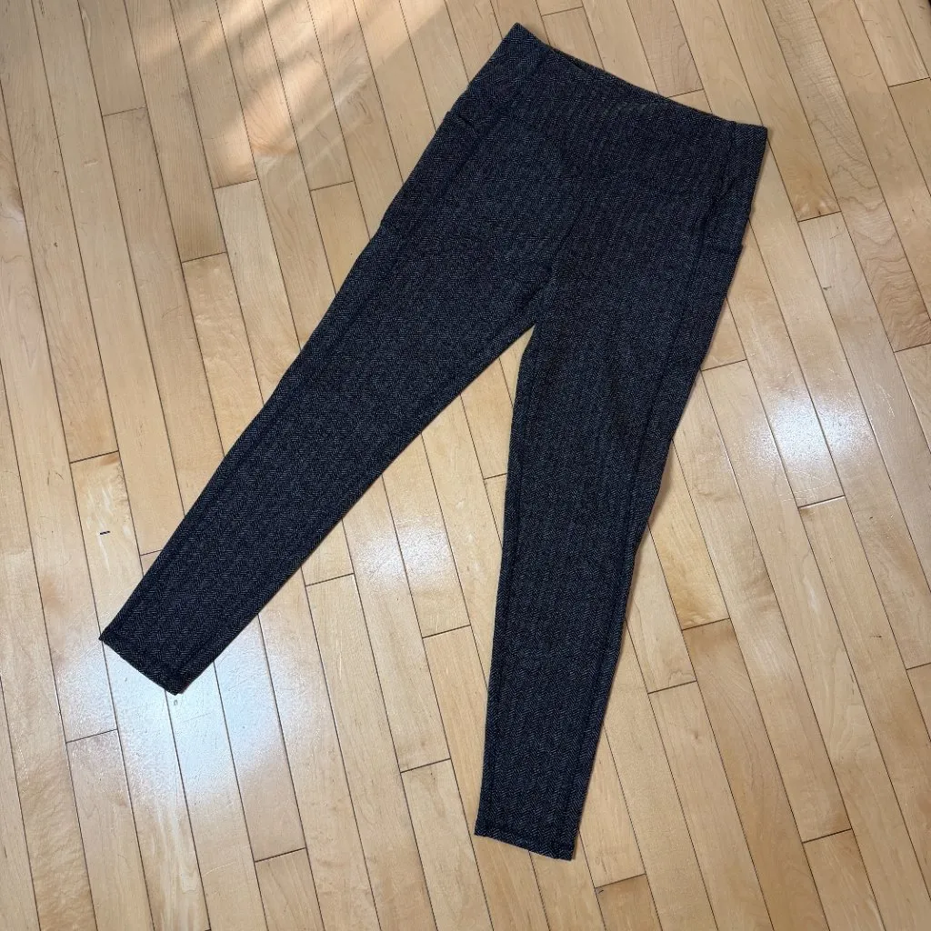 KYODAN Herringbone Charcoal Grey Leggings with Pockets SIze Medium - Image 3