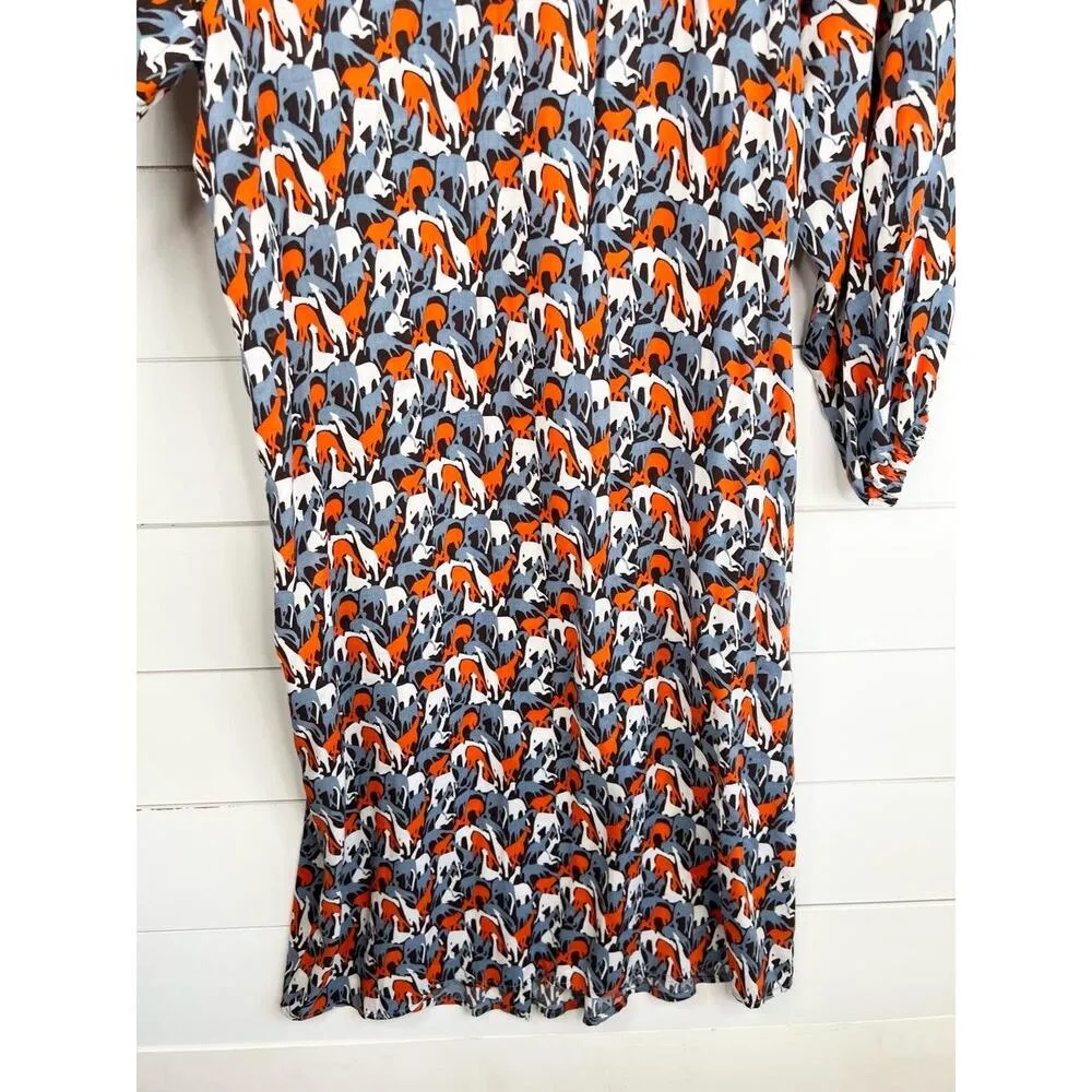 Anthropologie Porridge Giraffe Animal Print Button Front 3/4 Sleeves Dress Sz M - Image 9