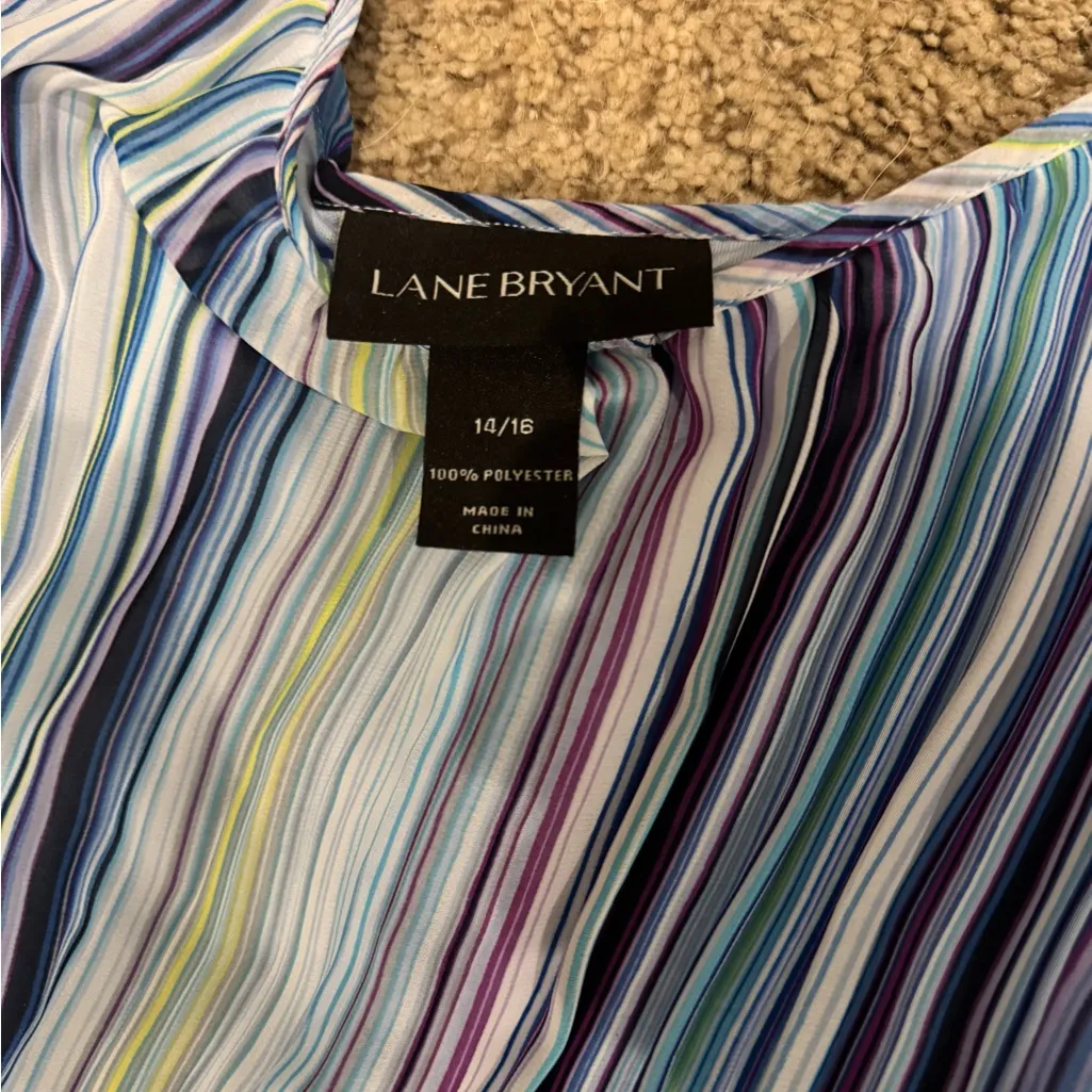 Lane Bryant Plus Size Striped Pleats Maxi Dress 14/16 | Cruise Resort Party Wear - Image 2