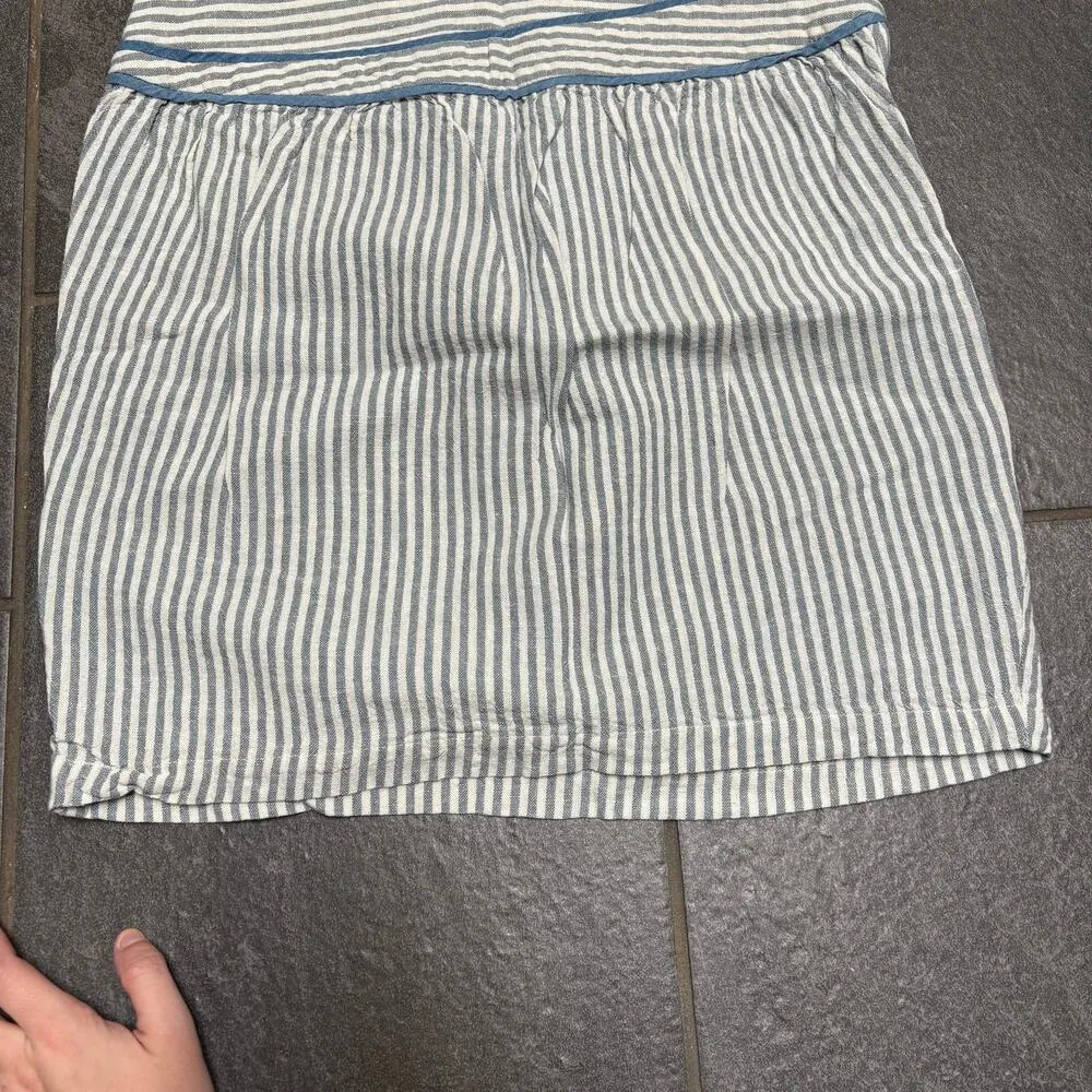 Anthropologie Hype Blue White Stripe Mini Skirt Linen Blend Nautical SZ 6 Spring - Image 4
