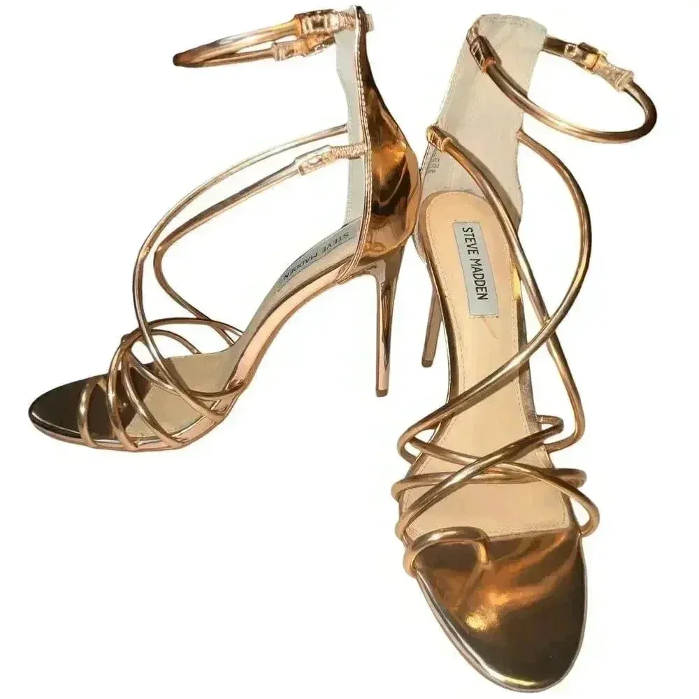 Steve Madden Women’s Satya‎ Metallic Rose Gold Sexy Elegant Strap Stiletto Heel - Image 3