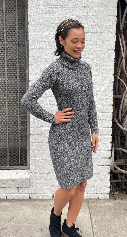 michael kors timeless knit turtlenck grey  sweater dress sz xs - Image 2