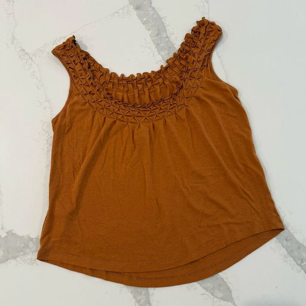 Maeve by Anthropologie Justine Smocked Tank Top Women’s Small Honey Orange Boho - Image 6