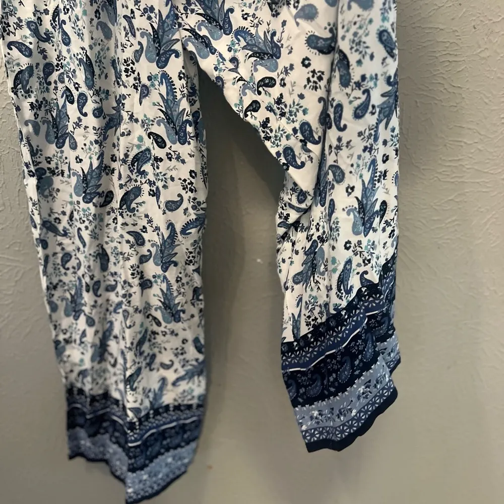 Japan White and Blue floral bohemian jumpsuit - Image 12