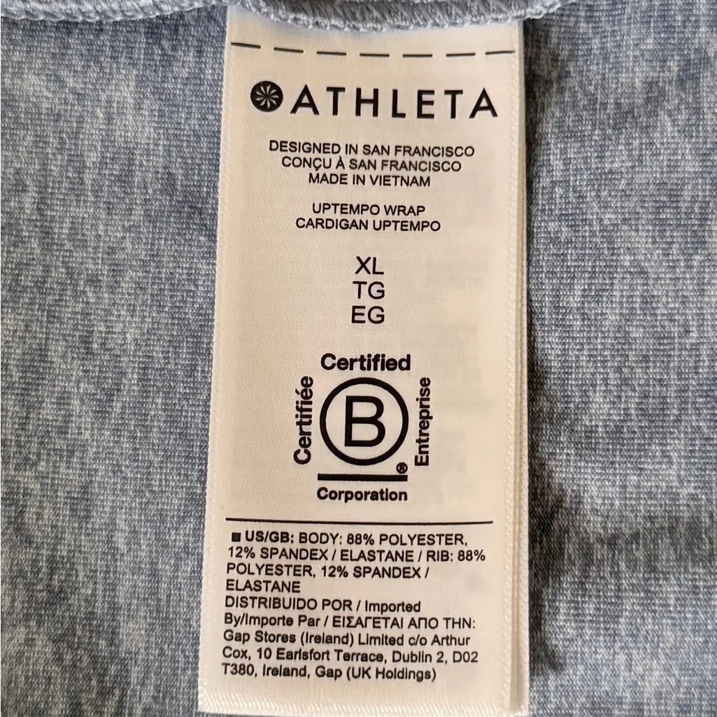 Athleta Uptempo Wrap Hoodie Cardigan Size XL Quarry Cottage Blue Heather - Image 8