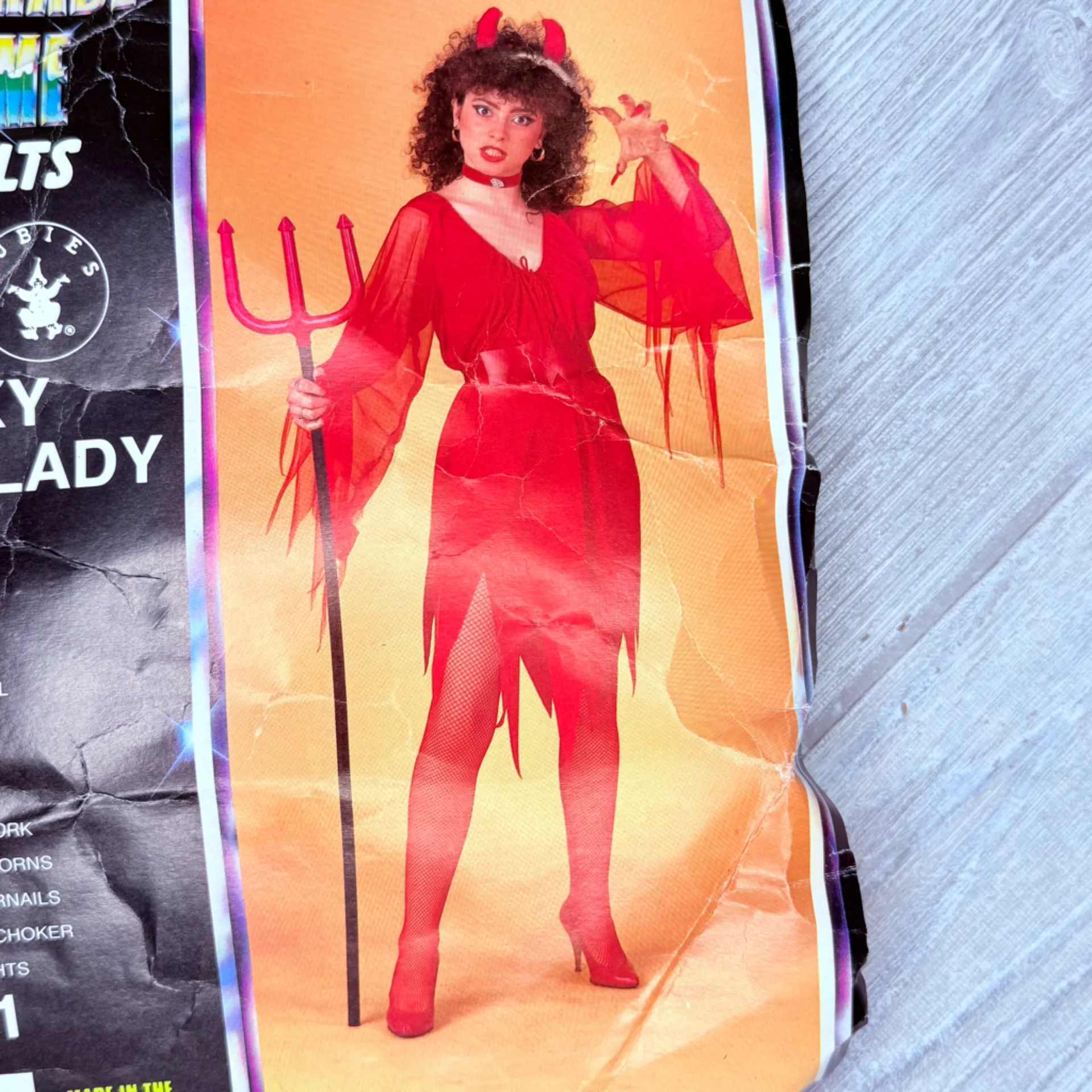 Vintage 1980s Halloween costume cosplay devil dress tail , headband horns choker Red Size M - Image 2