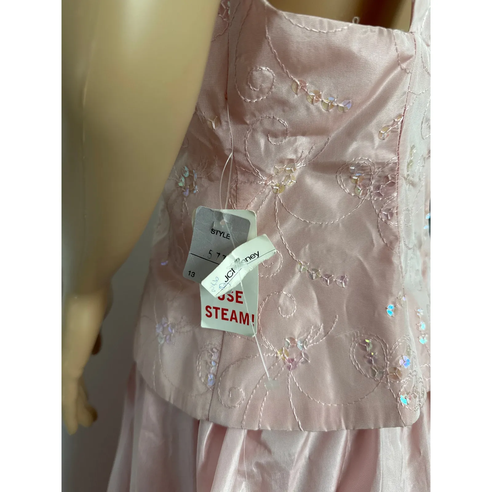 NWT Y2K Zum Zum pink sequin JCPenney Formal Prom Dress Union Made USA large - Image 11