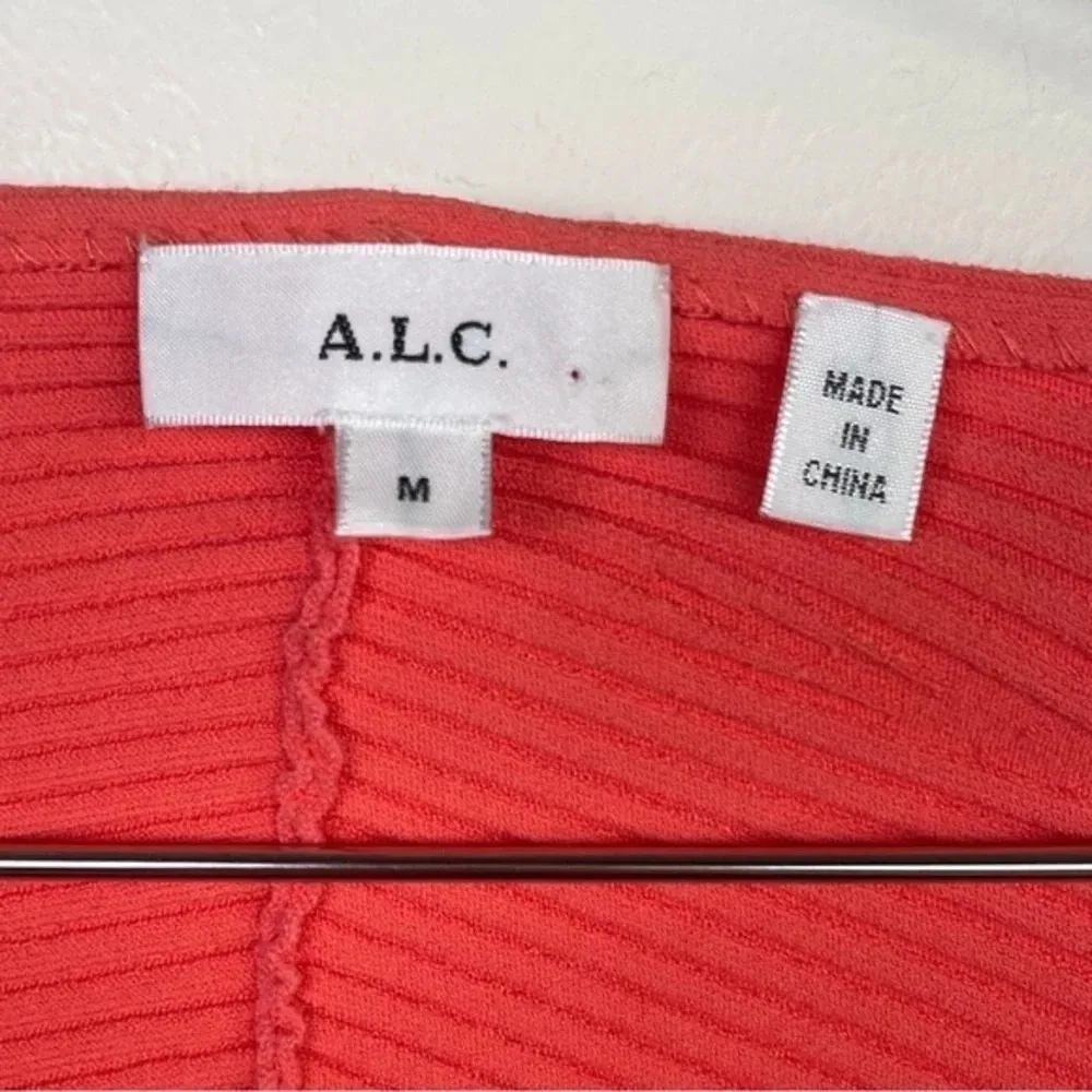 A.L.C. Coral Ribbed Long Sleeve Cropped Top‎ - Image 5