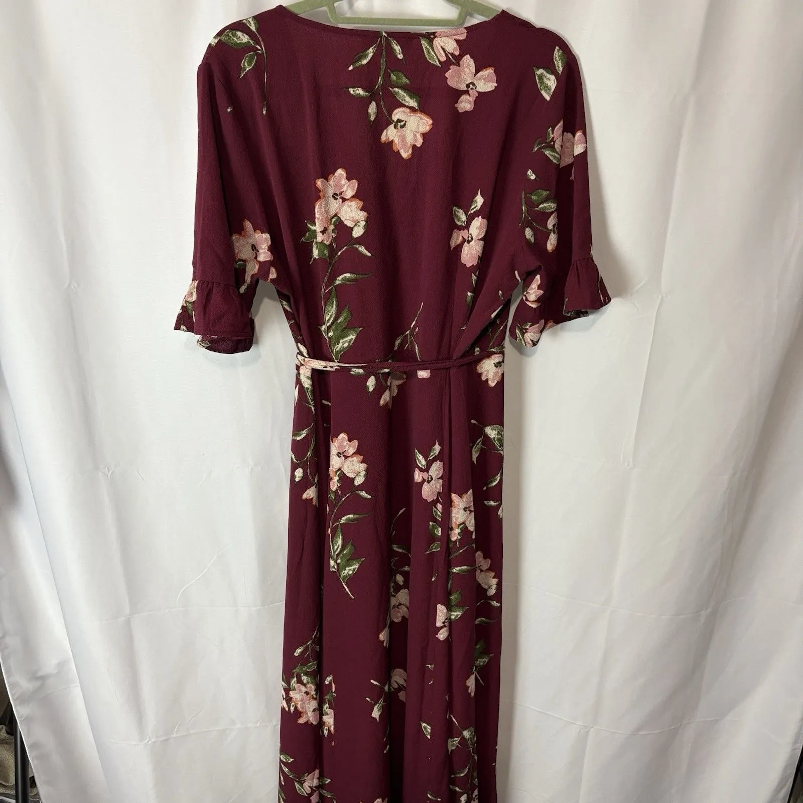 Lulus September Sunsets Burgundy Floral Print Wrap Maxi Dress Medium Event Red Size XL - Image 10
