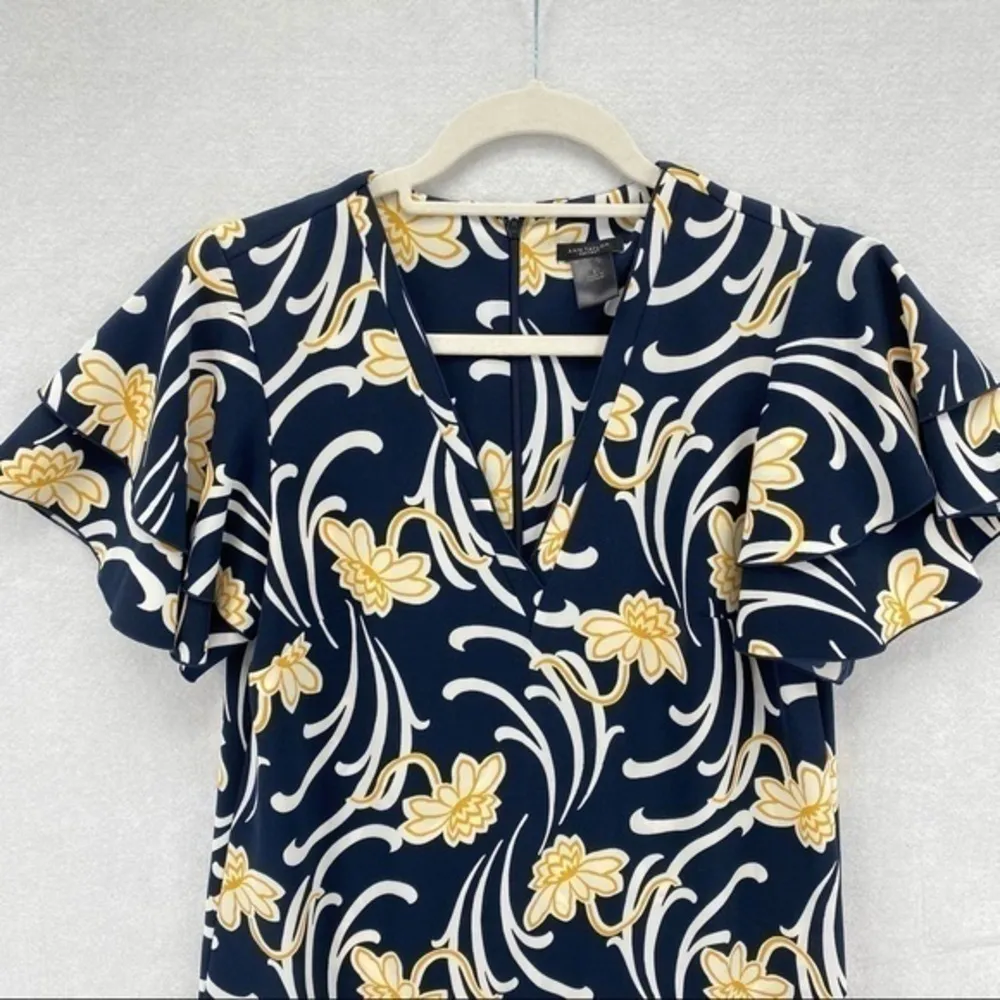 Ann Taylor Floral Print Flutter Sleeve‎ Shift Dress - Image 3