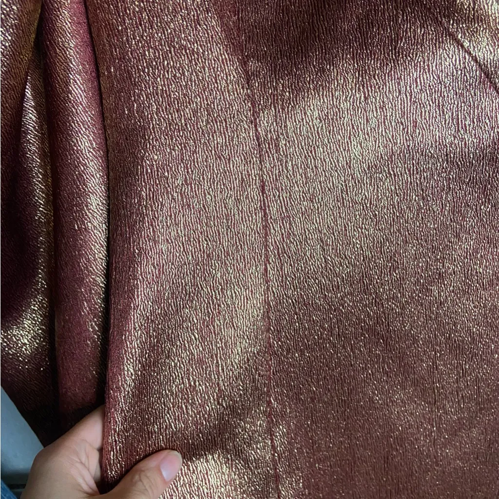 ASOS DESIGN Size 2 Super Sleeve Metallic Open Square Back Tux Mini Dress Gold - Image 11