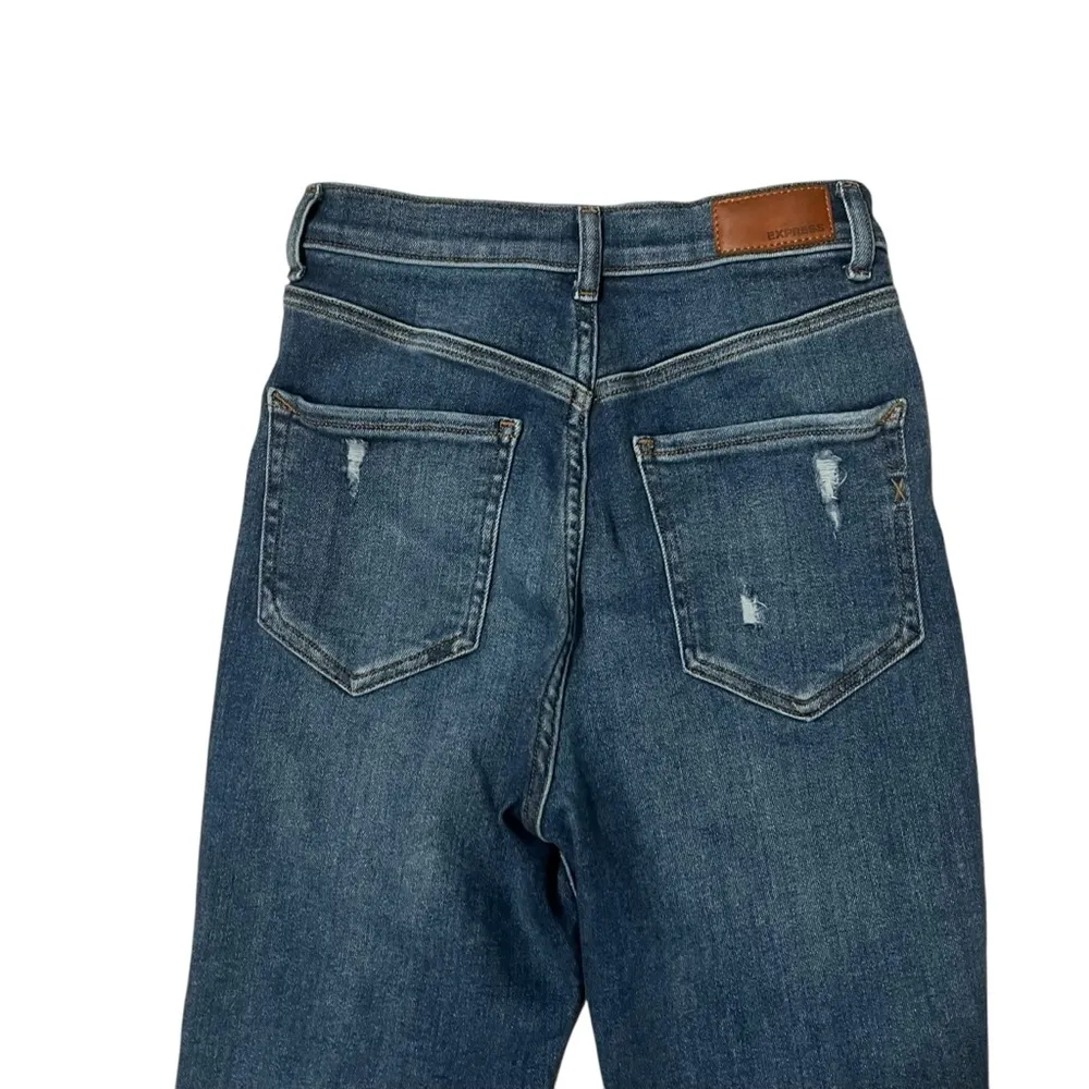 Express Slim Ankle Super High Rise Distressed Chewed Hem Jeans, Sz 2 - Image 8