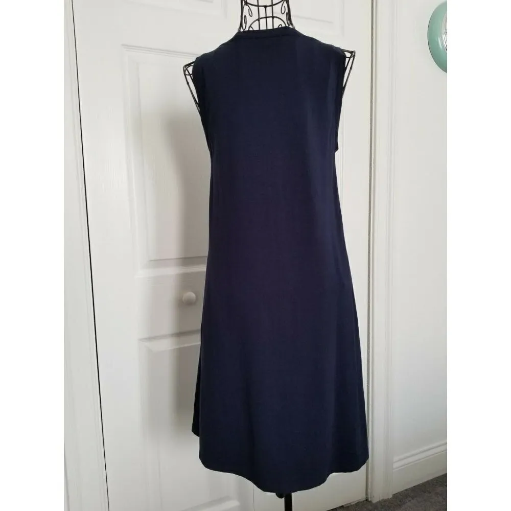 Ann Taylor Loft Outlet A-Line Sleeveless Stretch Rayon Navy Blue Tank Dress XSP - Image 2