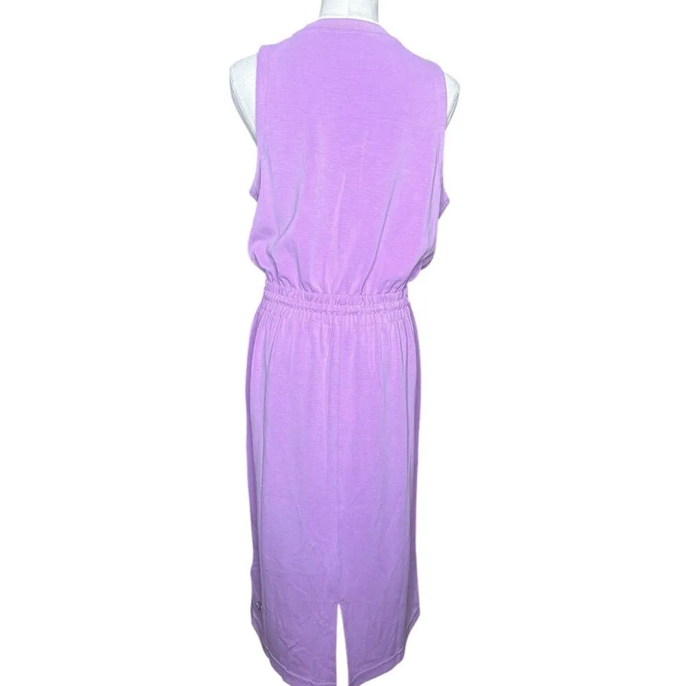 ATHLETA Seasoft Tencel Midi Dress Size M in Purple Orchid Sleeveless Pockets NEW - Image 10