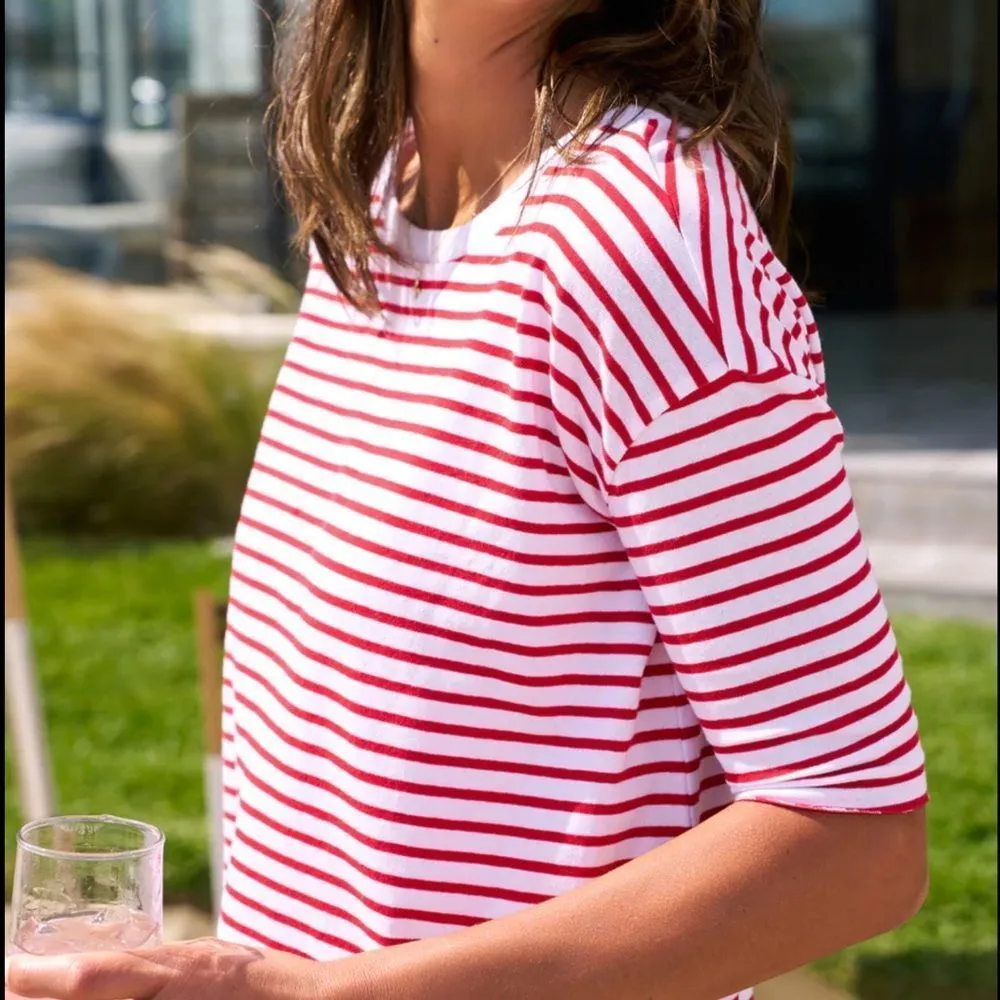 Frank & Eileen Josephine French Tee in White Double Decker Red Size Med Womens - Image 1