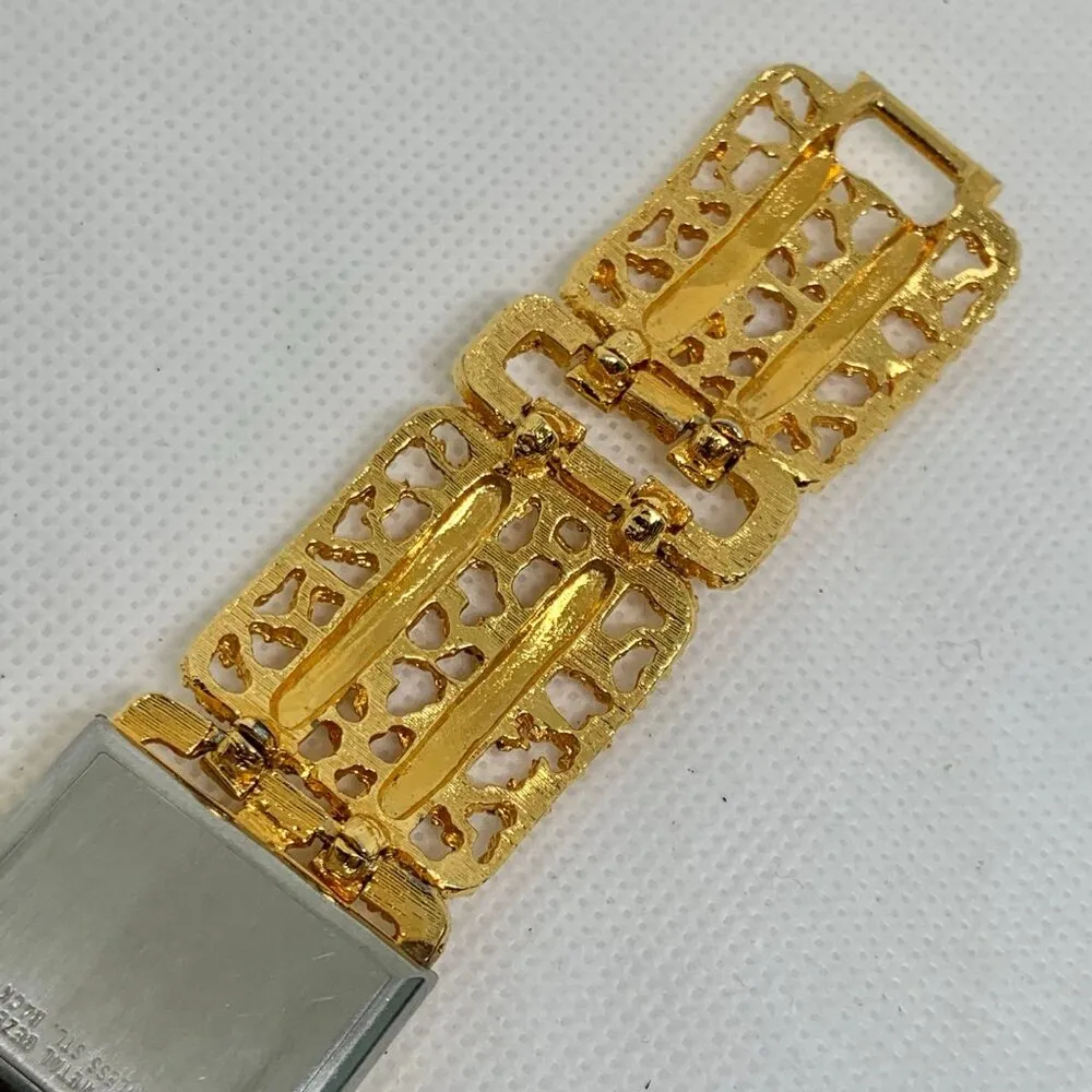 Vtg Sutton Swiss made women mechanical wind up watch goldtone 27mm size 7” works - Image 7