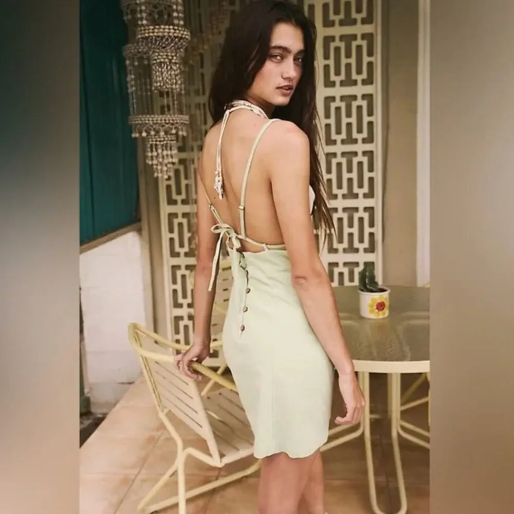 NWOT FREE PEOPLE Little Loca Mini Dress  Light Yellow - Image 6