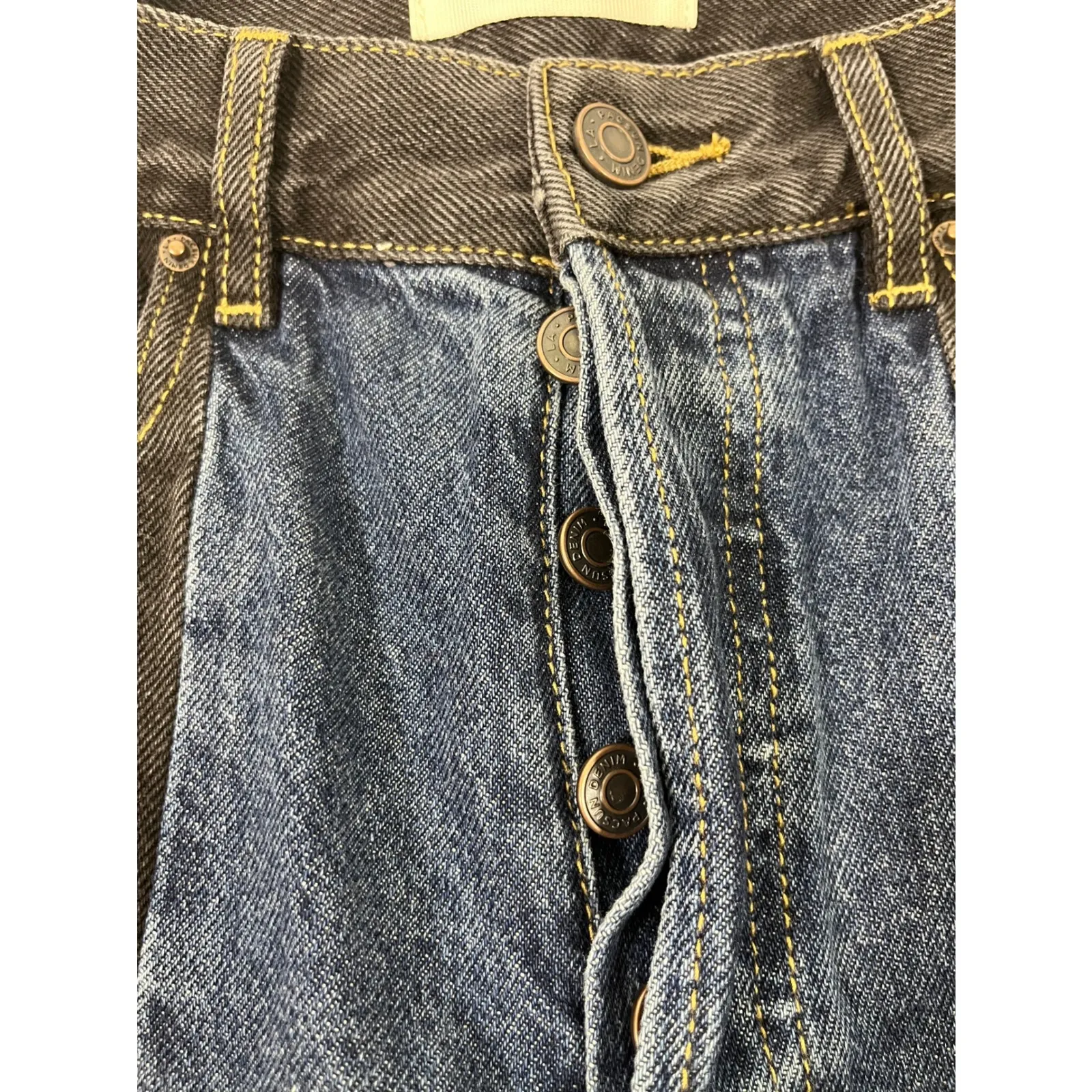 Pacsun Denim Jeans Women Colorblock Black Blue High Rise Button Fly Y2K Sz 27 - Image 3