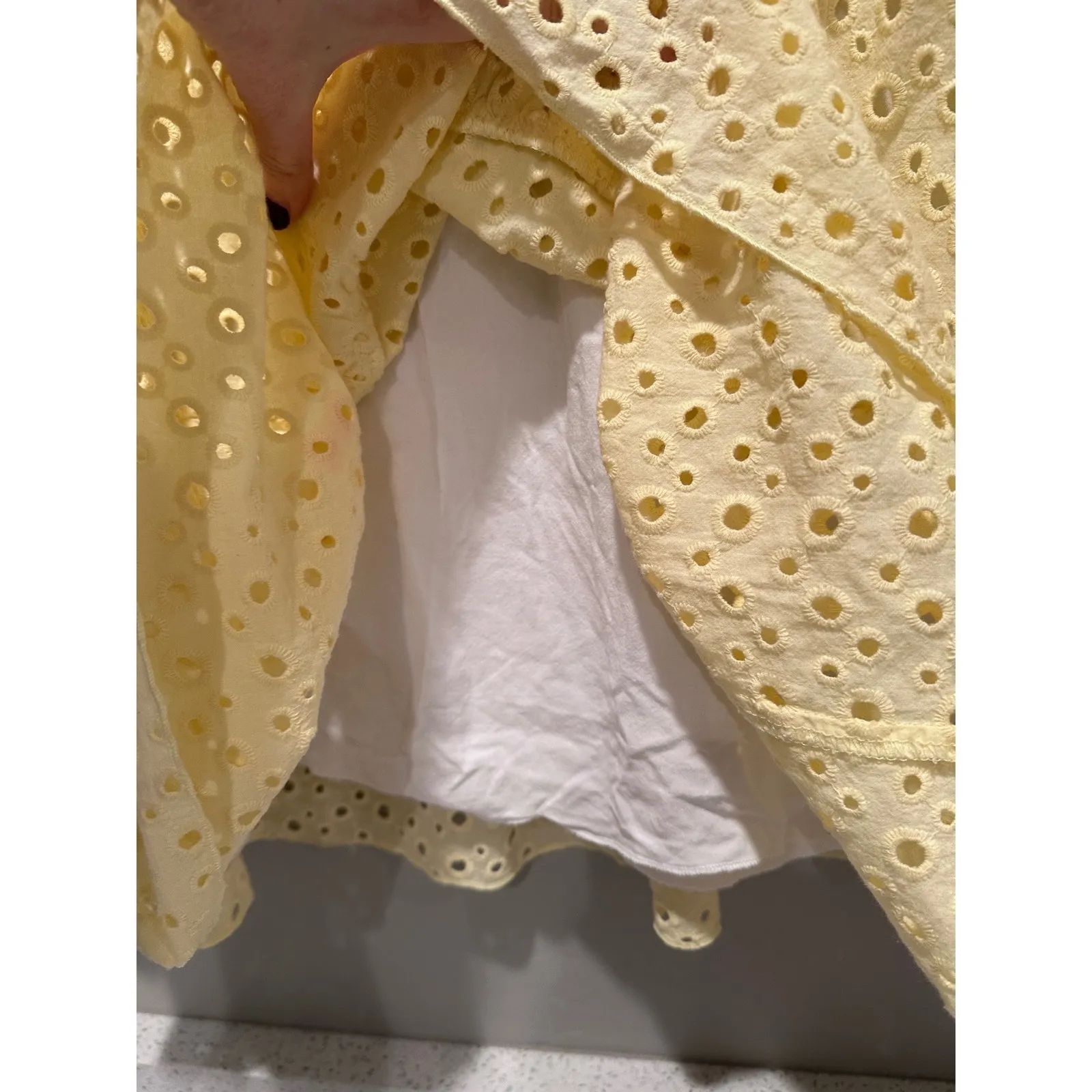 Vovk Butter Yellow Eyelet Mini Dress Size Small/Medium Cotton Girly Preppy - Image 8