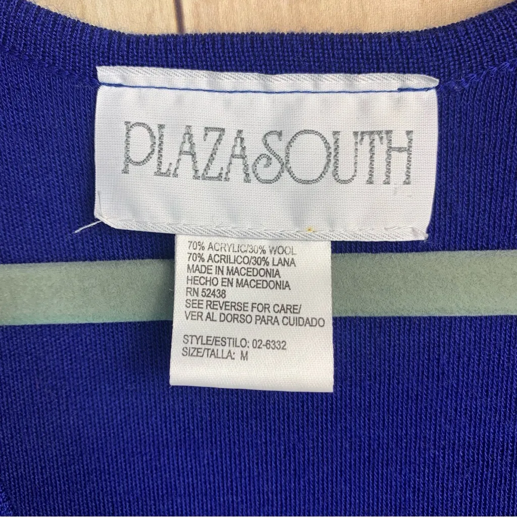 Vintage Plaza South Wool Blend Royal Blue Vest Size M - Image 2