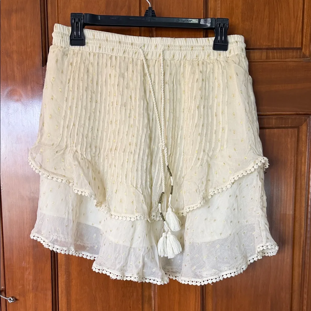 Anthropologie TRYB Ivory Swiss Dot Tiered
Mini Skirt Boho Cottagecore Small Size M - Image 2