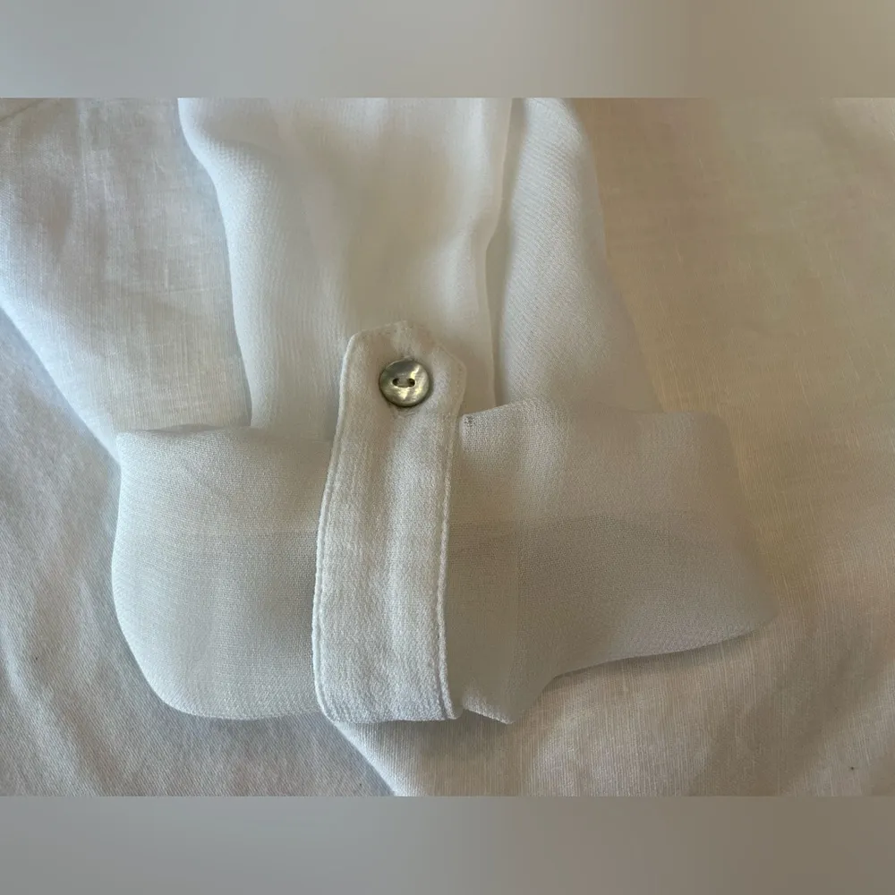 Sundance White Linen Boho Beachy Coastal Cottagecore Lagenlook Long Sleeve Top Size undefined - Image 12