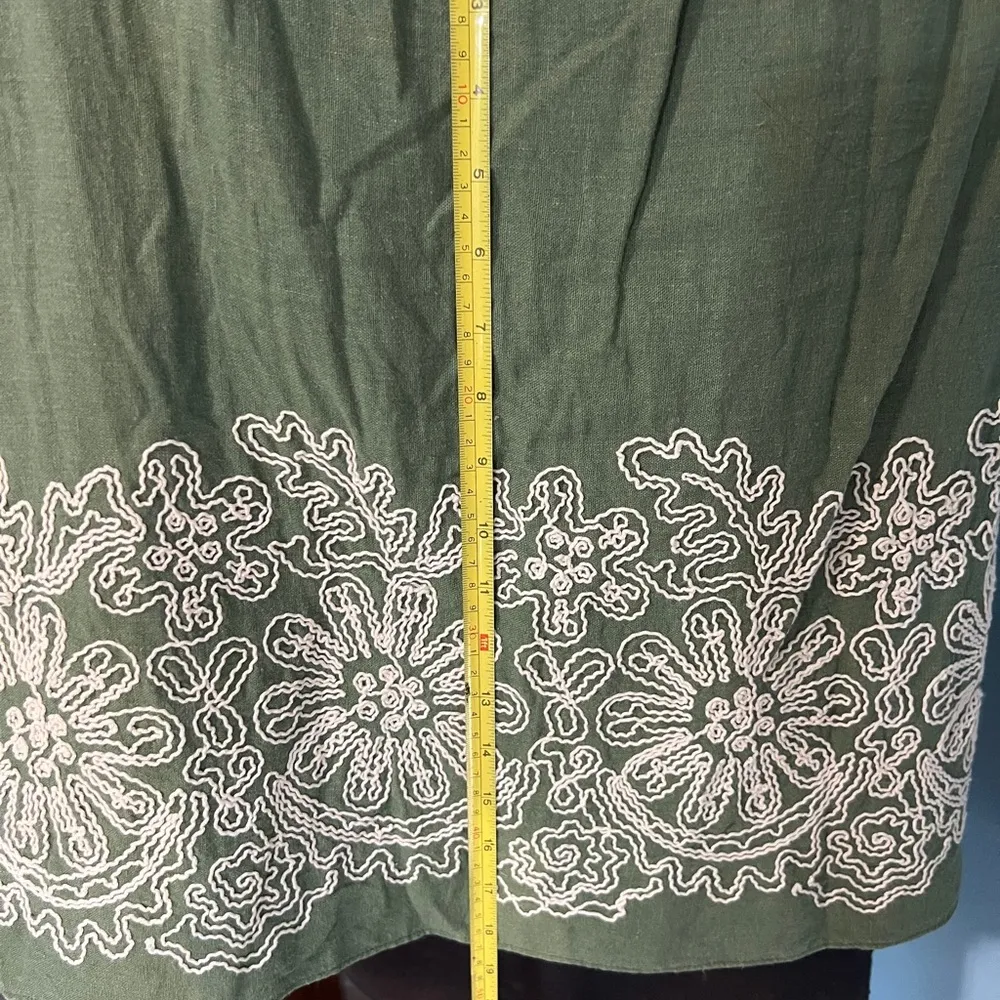 Clearance 50% off Max Studio Embroidered Linen/Rayon Skrt, Size 4 Green - Image 7