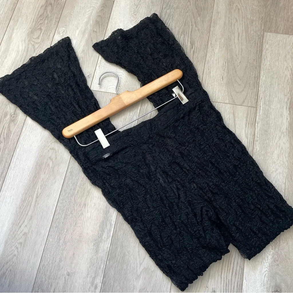 Lace Flare Pants high rise womens Black (small medium) whimsygoth dark bohemian - Image 4