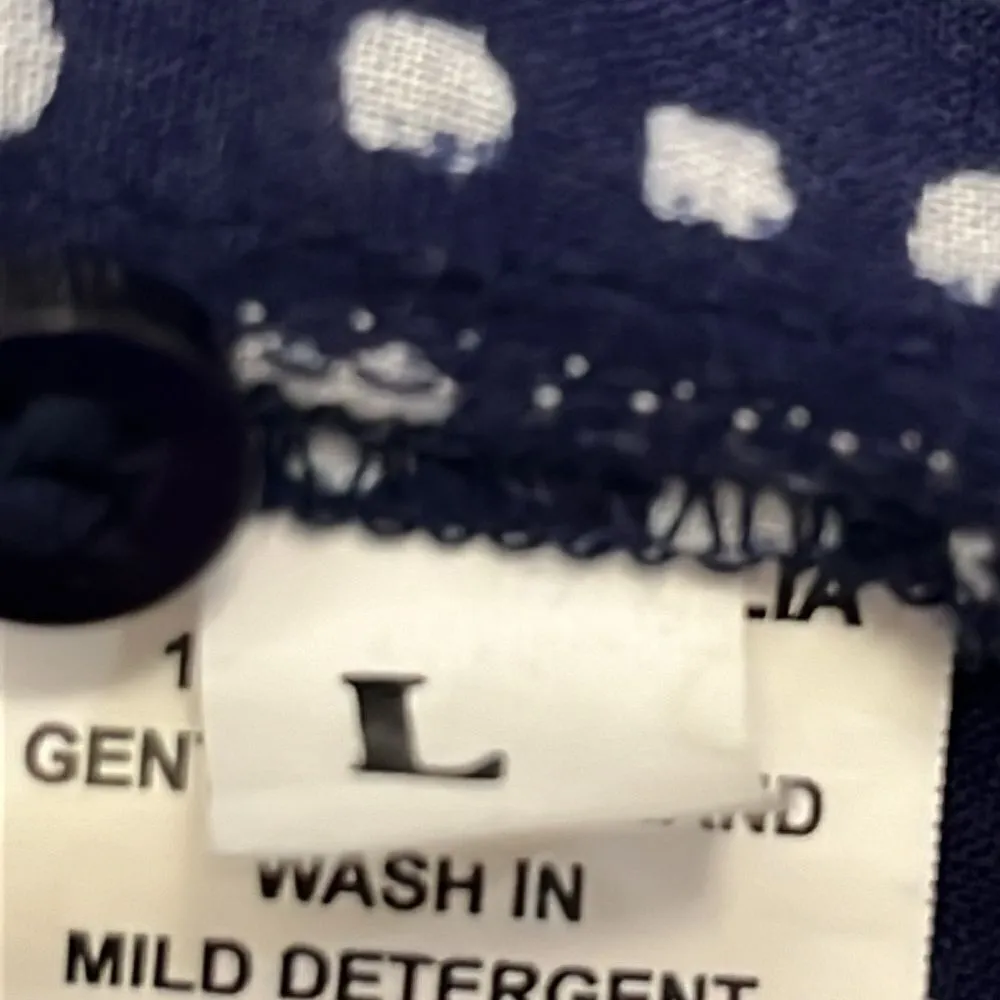 Lola Australia Navy Abstract Dotted Cotton Button Down V - Image 10