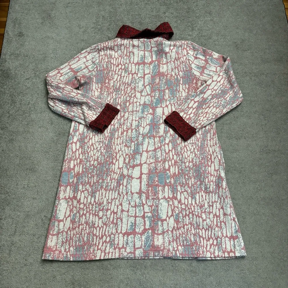 Anthropologie Maeve Red Cream Aqua Blue Suma Turtleneck Knit Sweater Dress - Image 5