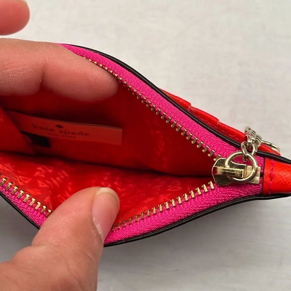 Kate Spade Wallet Small Pink Zip Closure Multi Compartment Vegan Leather Lined‎ - Image 6