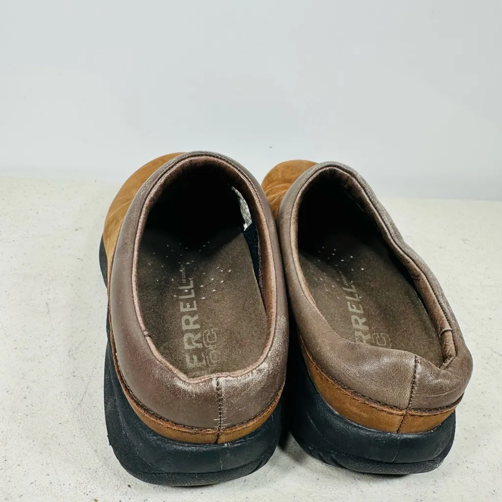Women's Size 5,5 Merrell MOC Jungle Primo Dark Brown Leather Clogs Slip-On Flats - Image 5