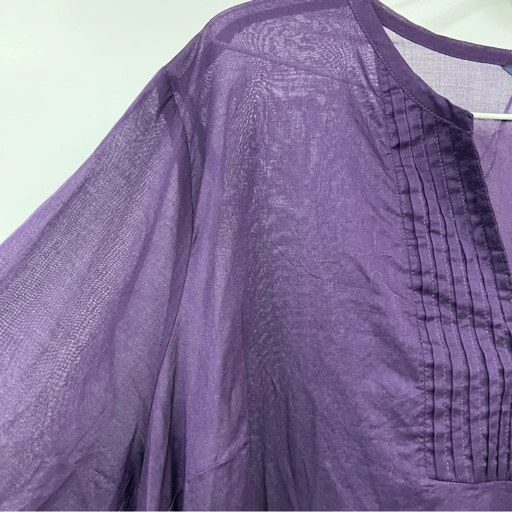 Lands' End xl 18-20 Rich Purple Garment 100% Baumwolle long sleeve belted sheer - Image 10