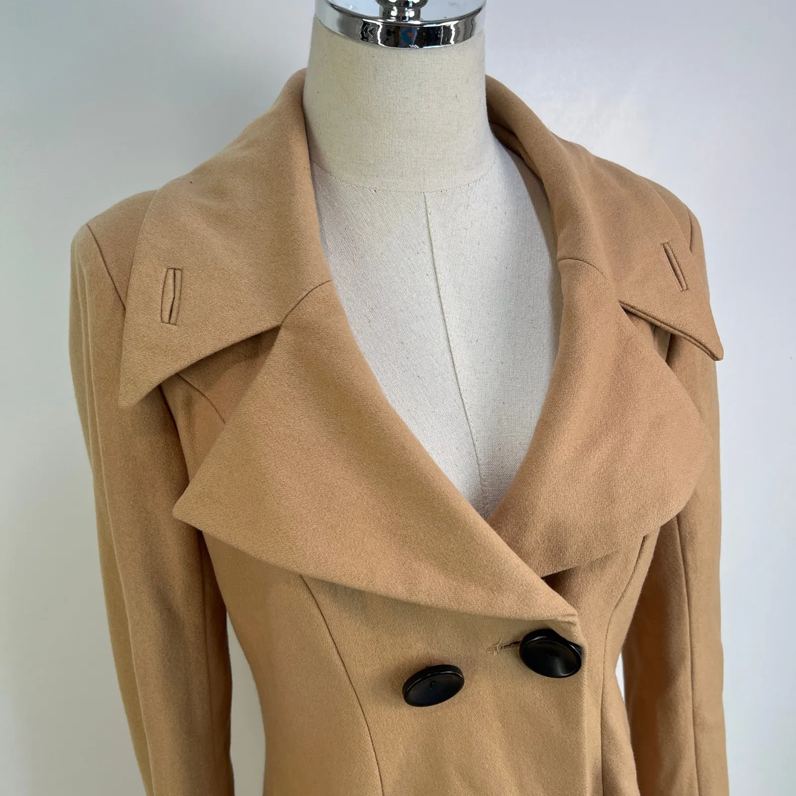 Bebe Wool Camel Coat Y2K - Image 2