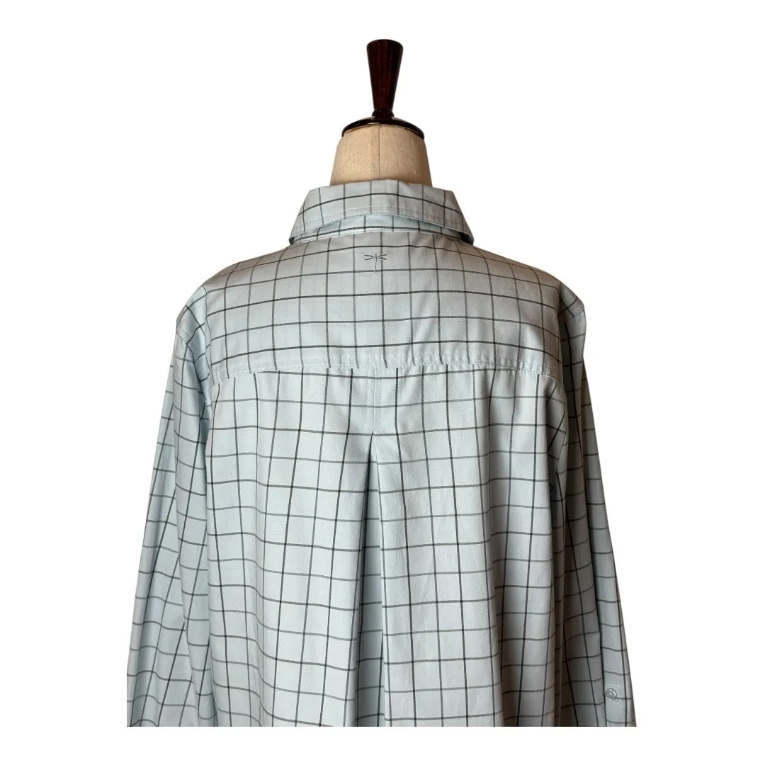 Tyler Boe Shirt Women Large Blue Window Check Collared Button Down Preppy Career - Image 5