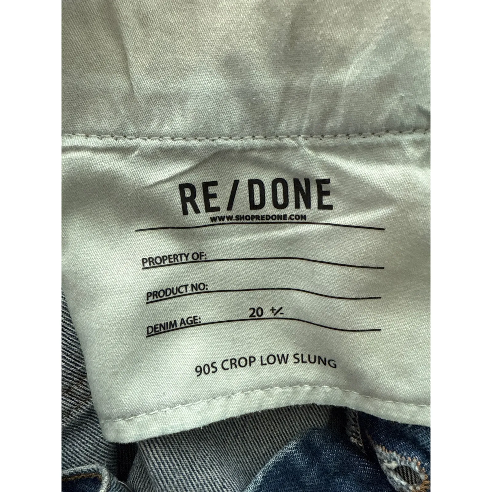 RE/DONE 90’s Crop Low Slung High-Rise Raw Hem Jeans in Blue Mere Size 26 - Image 7