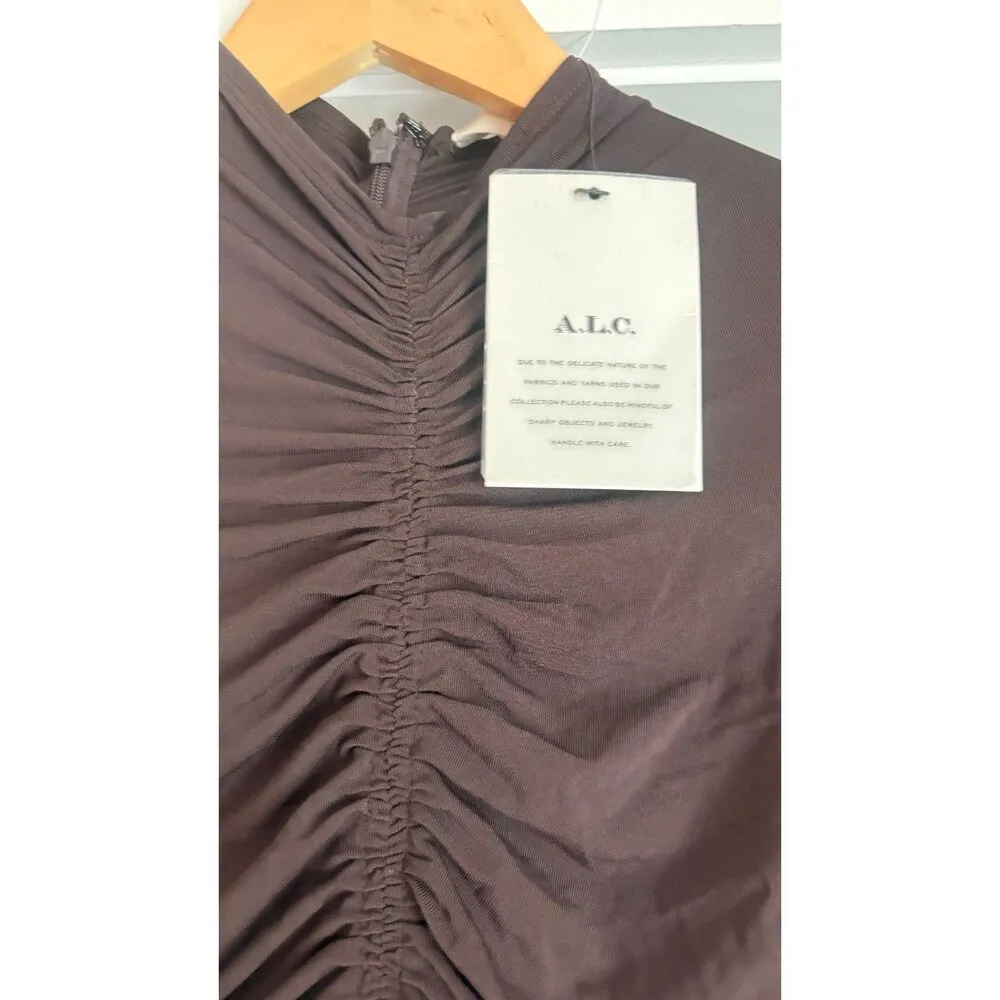 A.L.C. Ansel Ruched Dress Ganache Brown Size XS NEW - Image 6