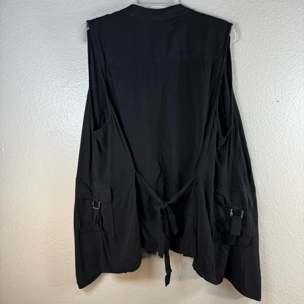 Simply Vera Vera Wang Black Sleeveless Waterfall Vest SZ:1X - Image 2