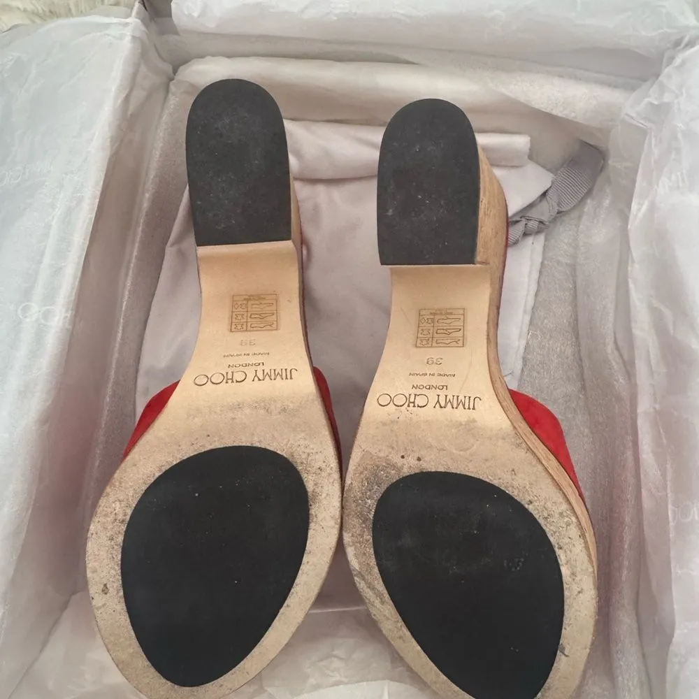 Jimmy Choo Dee Dee platforms. Red suede - Image 2