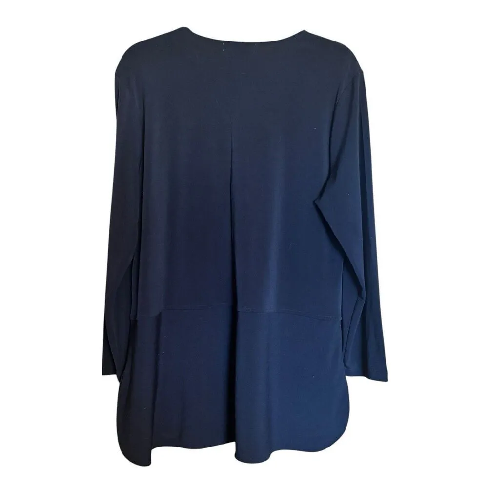 Lauren Ralph Lauren Tunic Top Womens XL Black Keyhole Front Stretch Blouse - Image 6